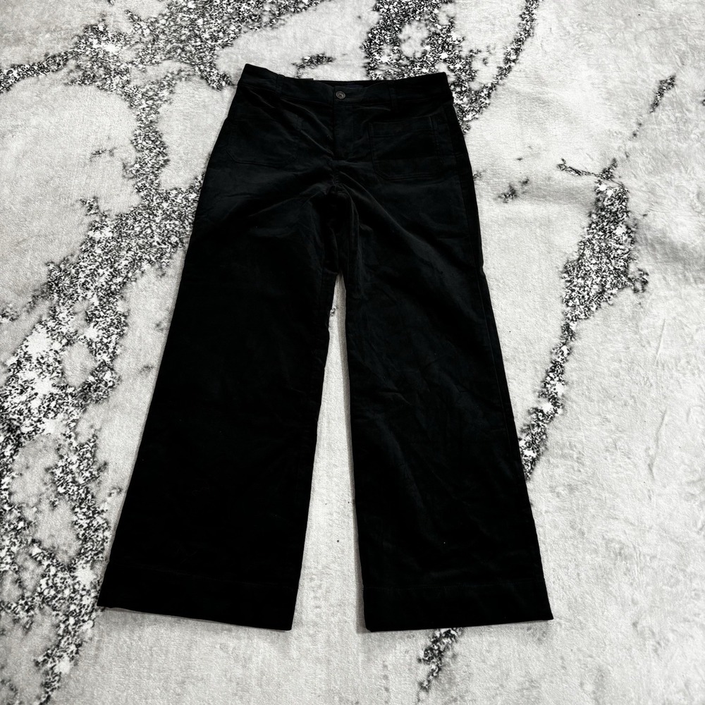 J.Crew Lizzie Pant Women's Size 27P Black Velvet Wide Leg High Rise NWT